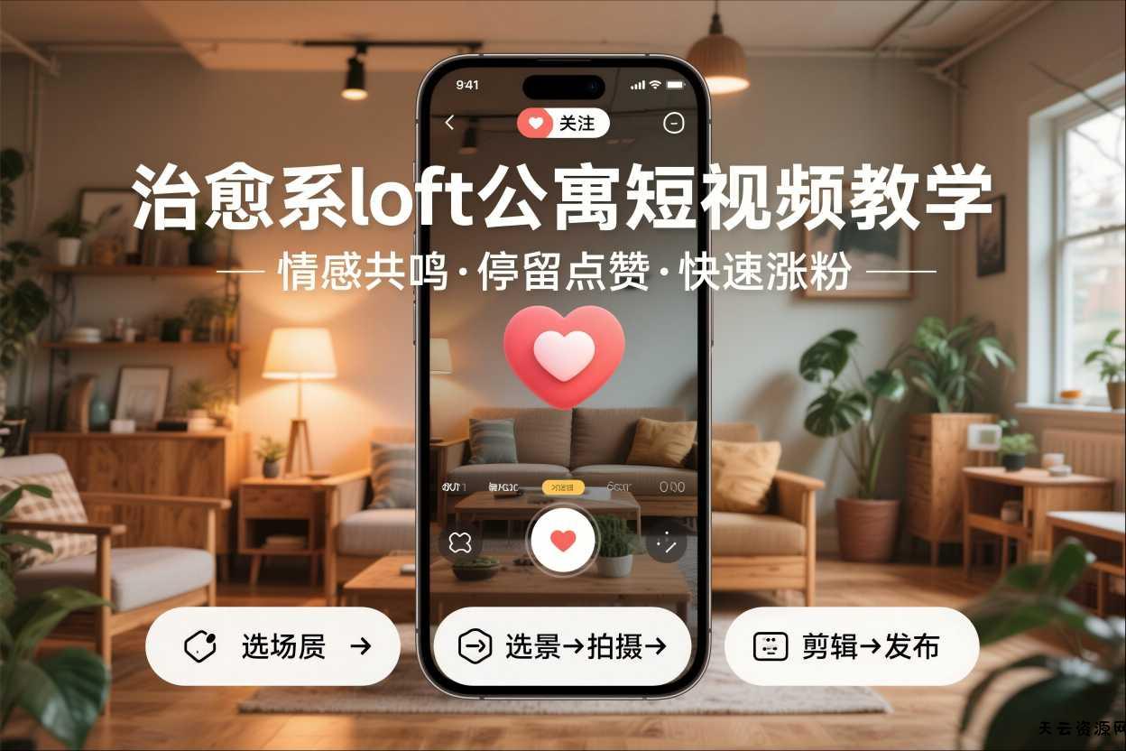 治愈系loft公寓短视频制作教学，情感共鸣引停留点赞关注，快速起号涨粉-天云资源网