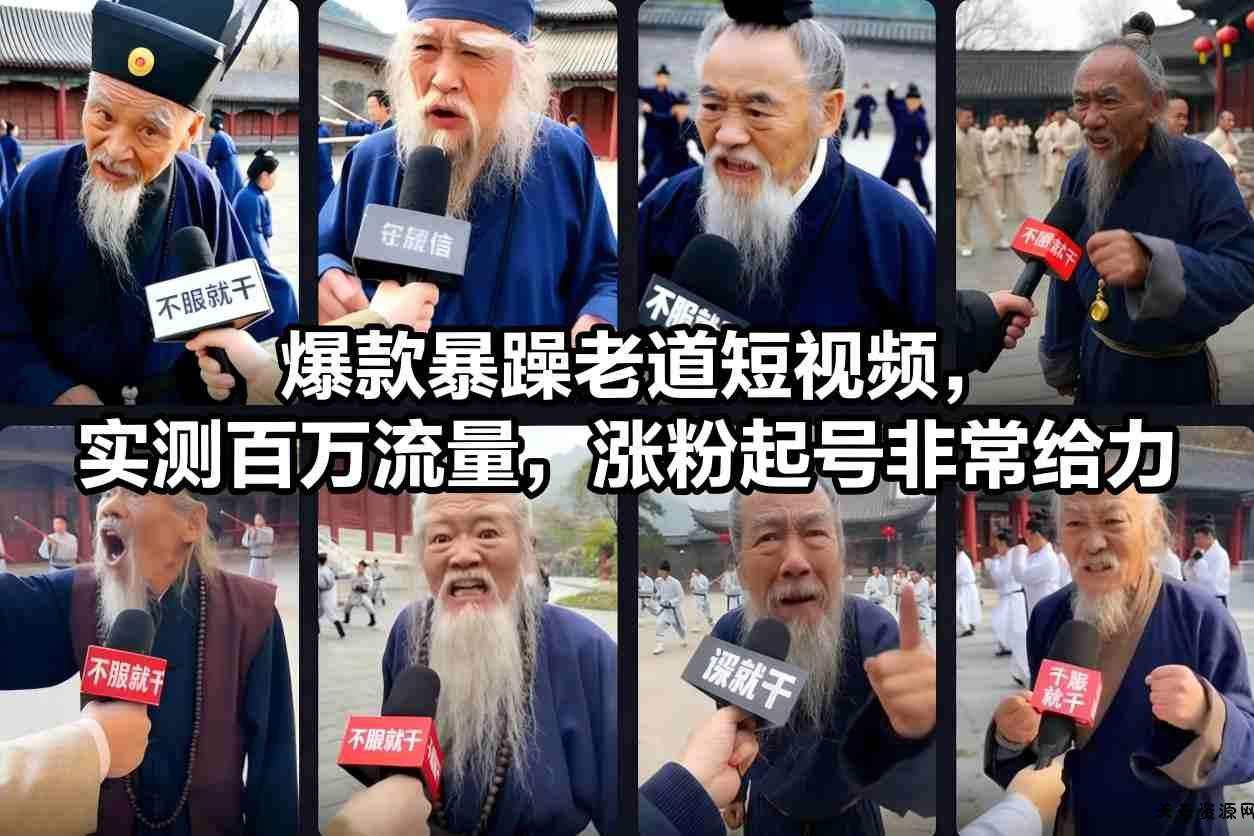 爆款暴躁老道短视频，实测百万流量，涨粉起号非常给力-天云资源网