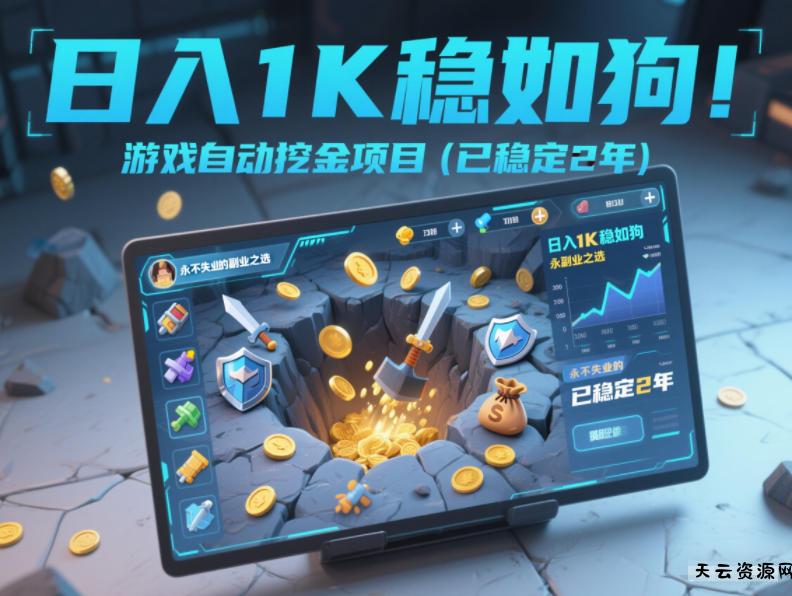日入1K稳如狗！游戏自动挖金项目(已稳定2年)，永不失业的副业之选【揭秘】-天云资源网