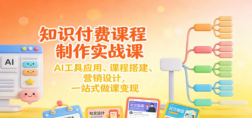 知识付费课程制作实战课：AI工具应用 、课程搭建、营销设计，一站式做课变现-天云资源网