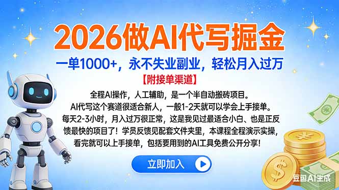2026做AI代写掘金,一单1000+,永不失业副业,轻松月入过万-天云资源网