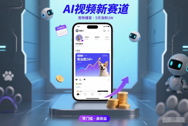 AI视频新赛道，宠物播客仅注册5天涨粉2W，收益非常可观-天云资源网