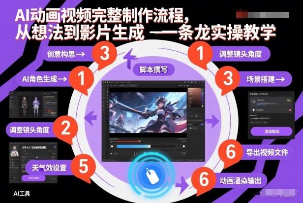 AI动画视频完整制作流程，从想法到影片生成一条龙实操教学-天云资源网