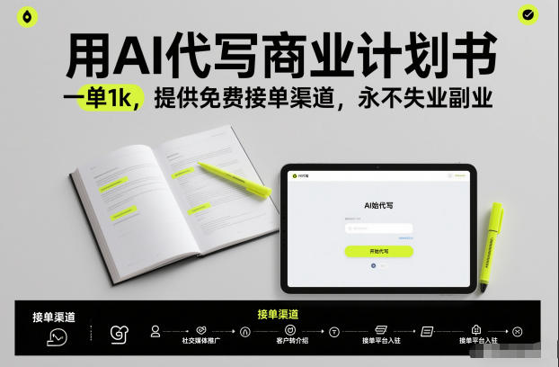 用AI代写商业计划书，一单1k，提供免费接单渠道，永不失业副业-天云资源网