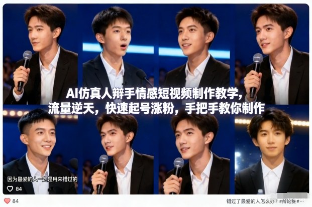 AI仿真人辩手情感短视频制作教学，流量逆天，快速起号涨粉，手把手教你制作-天云资源网