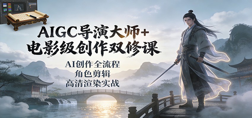 AIGC导演大师+电影级创作双修课：AI创作全流程、角色剪辑、高清渲染实战-天云资源网