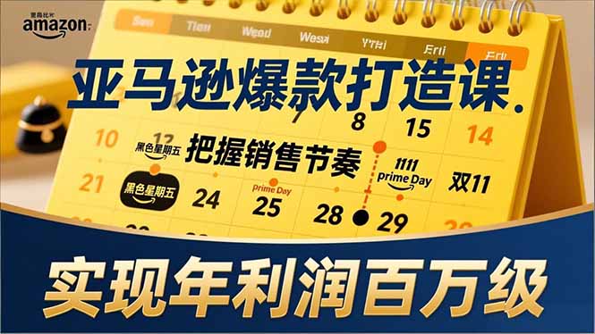 亚马逊爆款打造课,大促节点、全年规划、淡旺季打法,把握销售节奏,实现年利润百万级-天云资源网