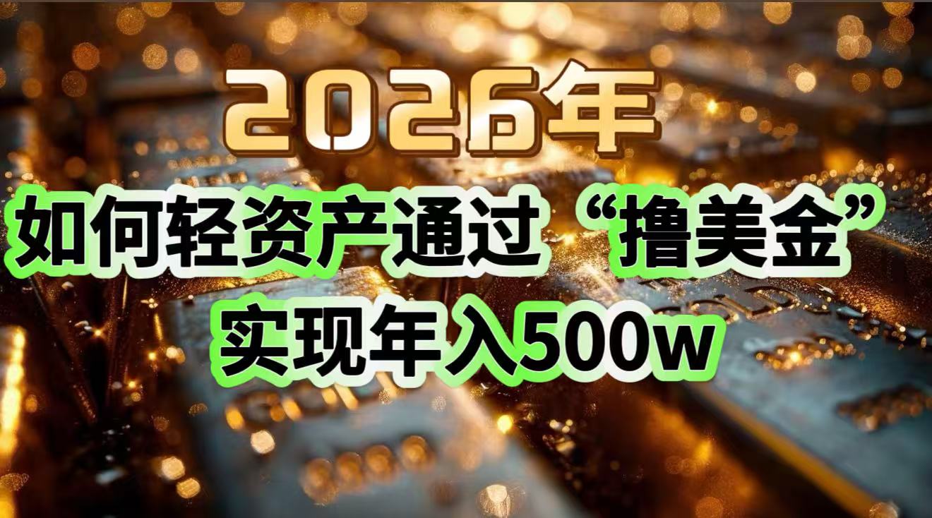 2026年如何轻资产通过“撸美金”实现年入500w-天云资源网