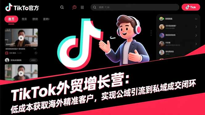 TikTok外贸增长营：低成本获取海外精准客户，实现公域引流到私域成交闭环-天云资源网