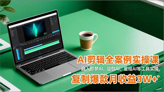 AI剪辑全案例实操课，融入即梦AI、豆包AI、星绘AI等工具实操，复制爆款月收益3W+-天云资源网