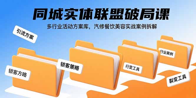 同城实体联盟破局课，多行业活动方案库，汽修餐饮美容实战案例拆解-天云资源网