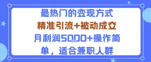 小众赛道玩法：当下最热门的变现方式，精准引流+被动成交月利润5k+操作简单，适合兼职人群-天云资源网