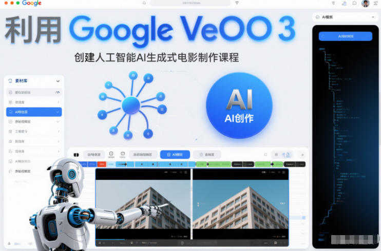 利l用Google Veo 3创建人工智能AI生成式电影制作课程，使用人工智能的力量创建令人惊叹的视频-天云资源网
