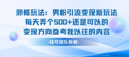 邪修玩法：男粉引流变现新玩法每天弄个5张还是可以的变现方向参考我以往的内容-天云资源网
