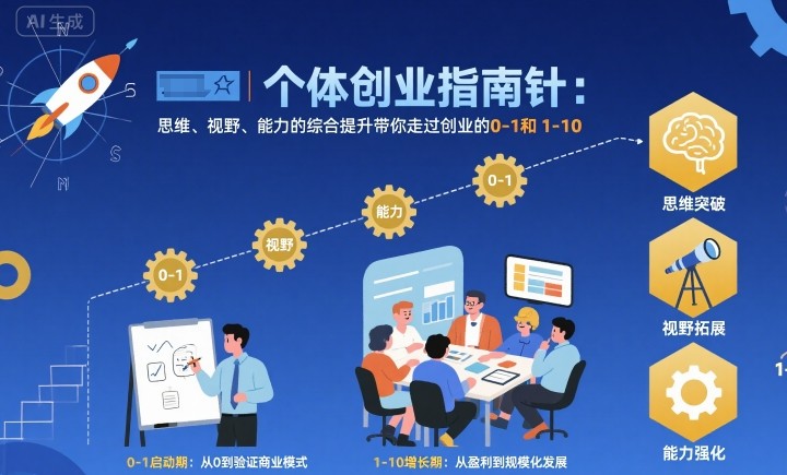 个体创业指南针，思维、视野、能力的综合提升带你走过创业的0-1和1-10【音频】-天云资源网