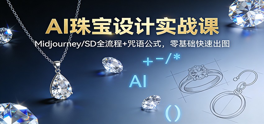 AI珠宝设计实战课：Midjourney/SD全流程+咒语公式，零基础快速出图-天云资源网