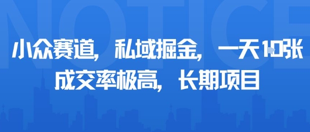 小众赛道，私域掘金，一天多张，成交率极高，长期项目-天云资源网