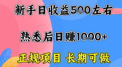 全年可变现项目，收益高无门槛，正规项目，长期可做，一天收益1k+一台电脑在家创业【揭秘】-天云资源网