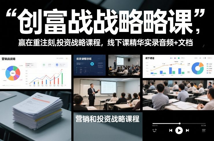 创富战略课，赢在重注时刻，营销和投资战略课程，线下课精华实录音频+文档-天云资源网