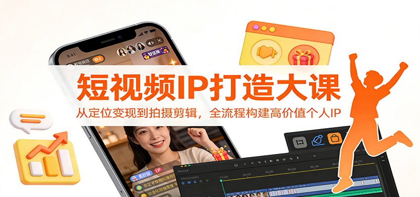 短视频IP打造大课:从定位变现到拍摄剪辑,全流程构建高价值个人IP-天云资源网