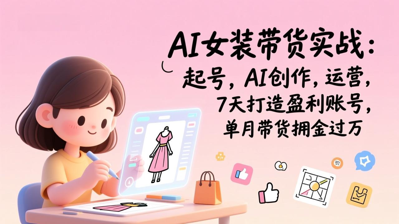 AI女装带货实战：起号，AI创作，运营，7天打造盈利账号，单月带货佣金过万-天云资源网