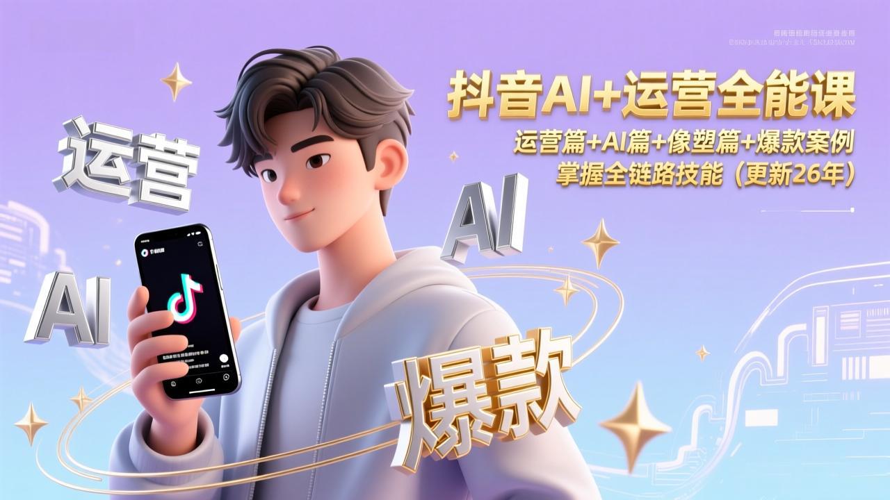 抖音AI+运营全能课，运营篇+AI篇+像塑篇+爆款案例，掌握全链路技能(更新26年-天云资源网