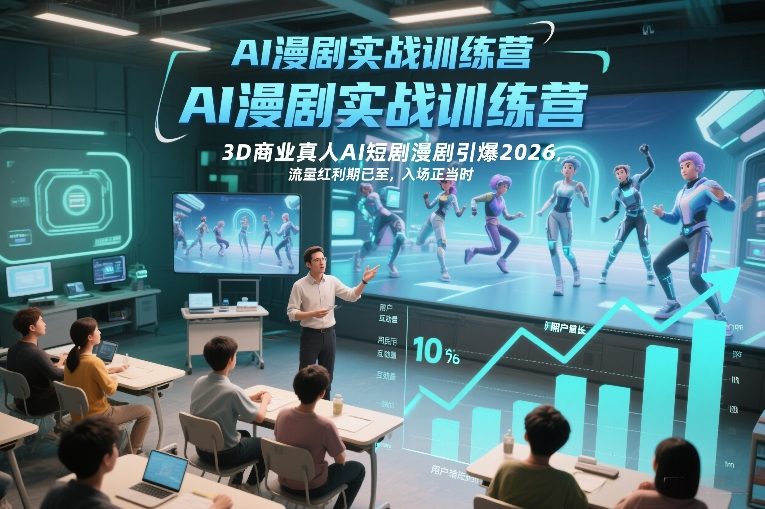 AI漫剧实战训练营，3D商业真人AI短剧漫剧引爆2026，流量红利期已至，入场正当时-天云资源网