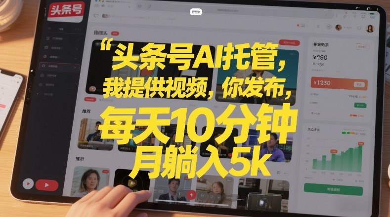 头条号AI托管，我提供视频，你发布，每天10分钟，月躺入5k+【揭秘】-天云资源网