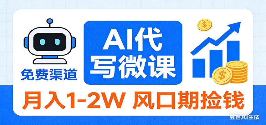 2026告别打工！AI 代写微课，提供免费渠道，月入 1-2W 风口期捡钱-天云资源网