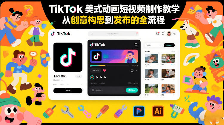 TikTok美式动画短视频制作教学，从创意构思到发布的全流程-天云资源网