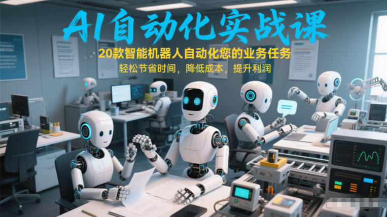 AI自动化实战课：20款智能机器人自动化您的业务任务，轻松节省时间，降低成本，提升利润-天云资源网