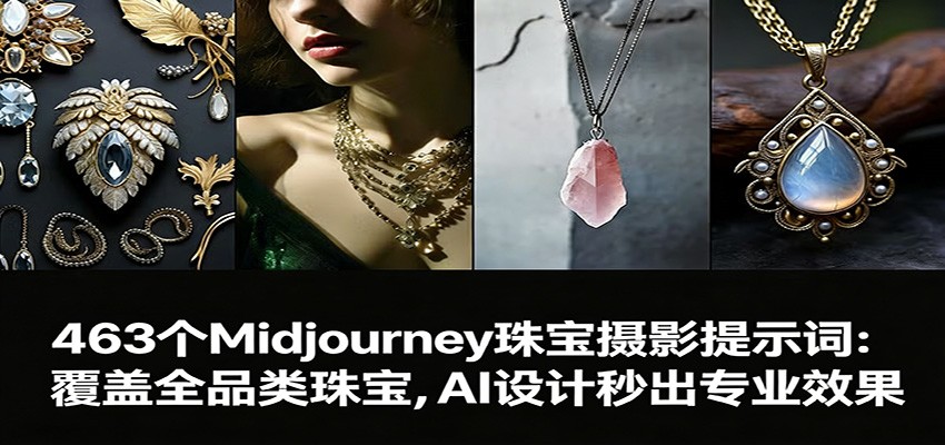463个Midjourney珠宝摄影提示词：覆盖全品类珠宝，AI设计秒出专业效果-天云资源网