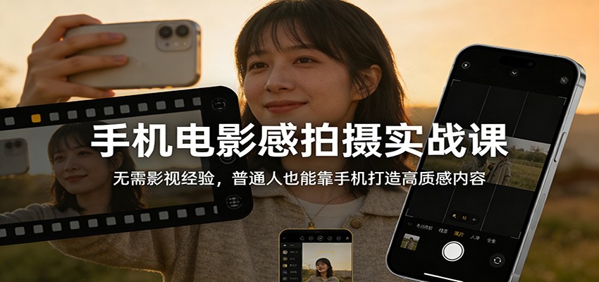 手机电影感拍摄实战课：无需影视经验，普通人也能靠手机打造高质感内容-天云资源网