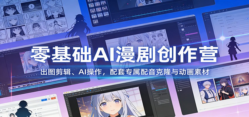 零基础AI漫剧创作营:出图剪辑、AI操作,配套专属配音克隆与动画素材-天云资源网