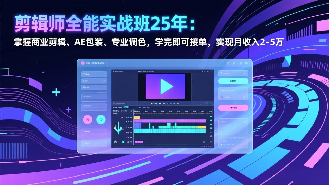 剪辑师全能实战班25年：掌握商业剪辑、AE包装、专业调色，学完即可接单，实现月收入2-5万-天云资源网
