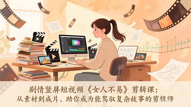 剧情竖屏短视频《女人不易》剪辑课：从素材到成片、助你成为能驾驭复杂故事的剪辑师-天云资源网