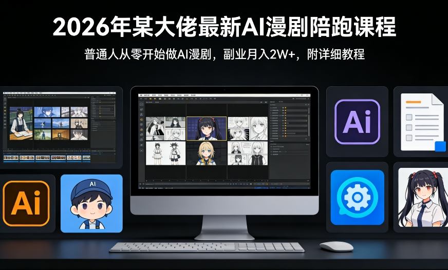 26年某大佬最新Ai漫剧陪跑课程，普通人从零开始做AI漫剧，副业月入2W+-天云资源网