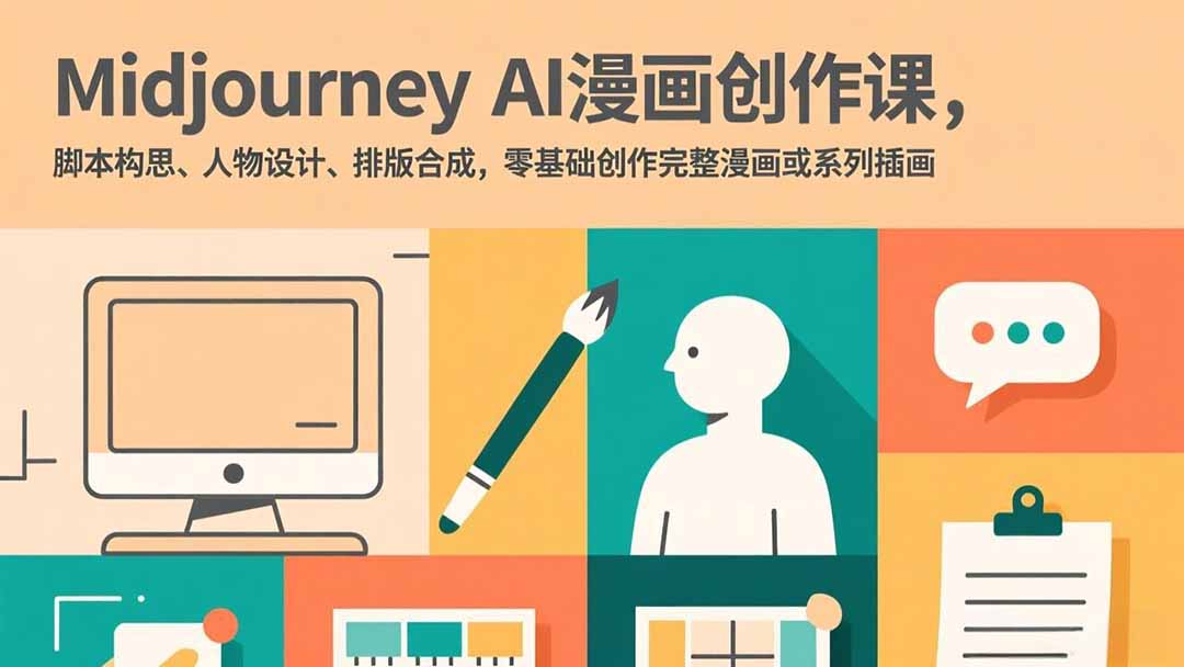 Midjourney AI漫画创作课，脚本构思、人物设计、排版合成，零基础创作完整漫画或系列插画-天云资源网