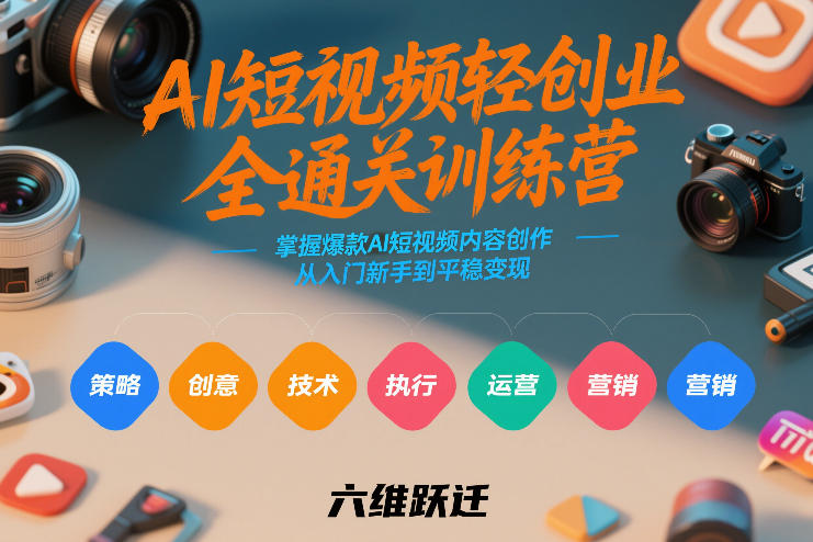 AI短视频轻创业全通关训练营，掌握爆款AI短视频内容创作，从入门新手到平稳变现的六维跃迁-天云资源网