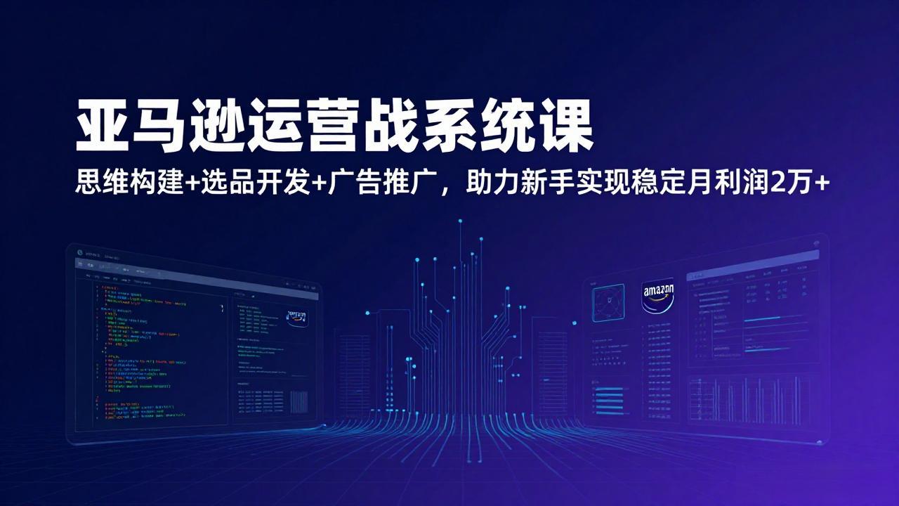 亚马逊运营实战系统课，思维构建+选品开发+广告推广，助力新手实现稳定月利润2万+(更新-天云资源网