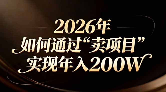 站在2026年的十字路口：一个普通人如何通过卖项目实现年入200万-天云资源网