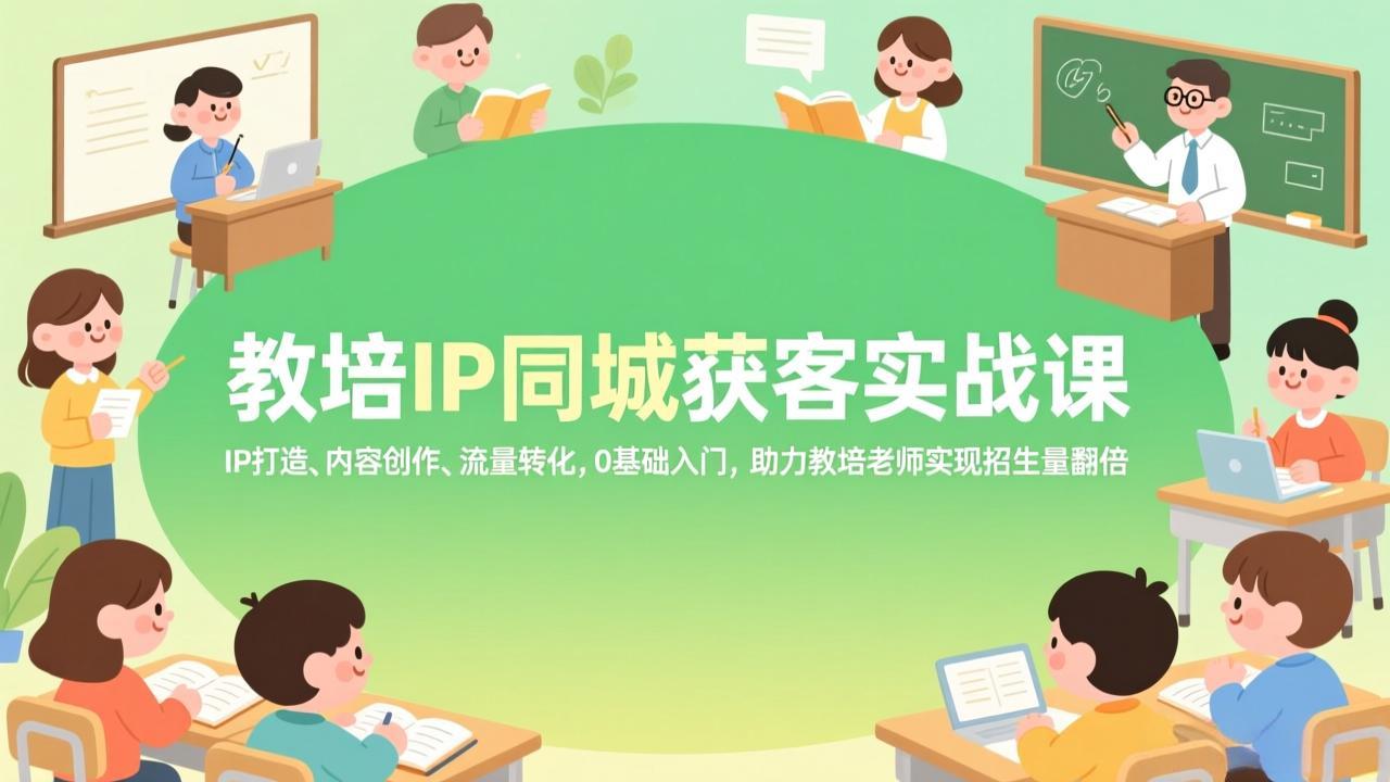 教培IP同城获客实战课，IP打造、内容创作、流量转化，0基础入门，助力教培老师实现招生量翻倍-天云资源网