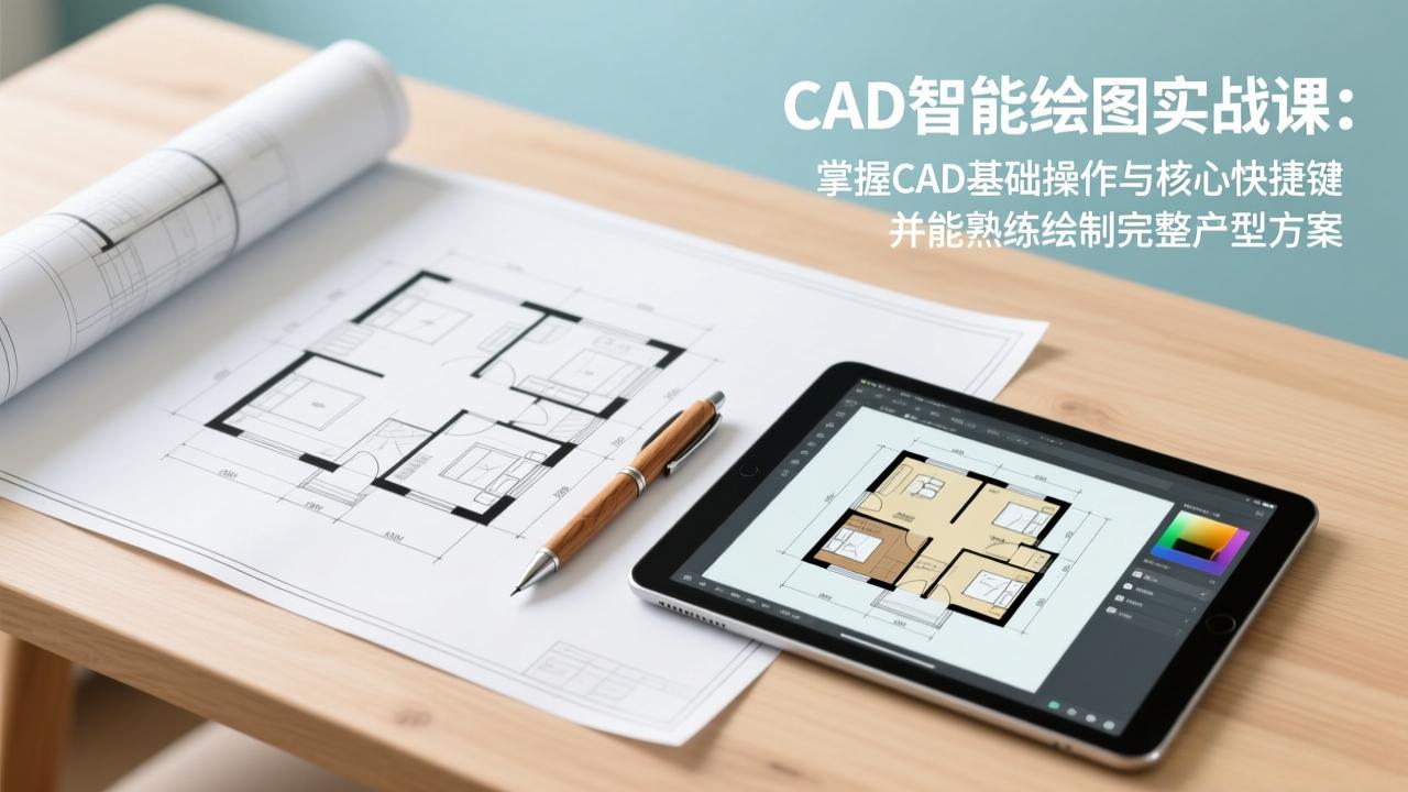 CAD智能绘图实战课：掌握CAD基础操作与核心快捷键，并能熟练绘制完整户型方案-天云资源网
