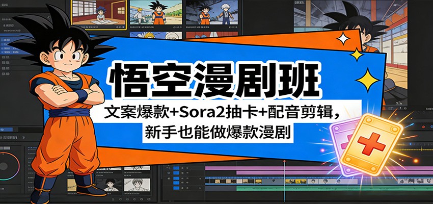 悟空漫剧班：文案爆款+Sora2抽卡+配音剪辑，新手也能做爆款漫剧-天云资源网