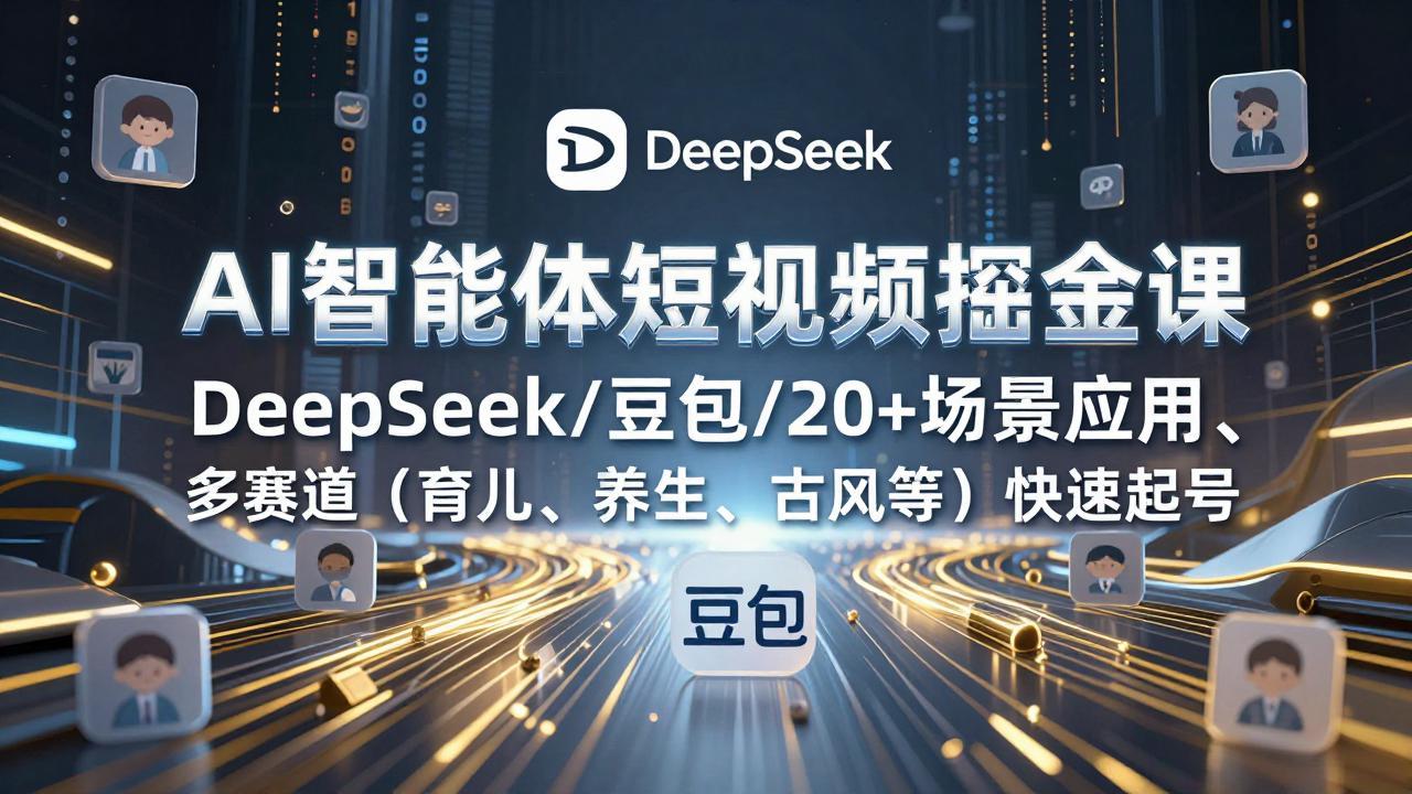 AI智能体短视频掘金课，DeepSeek/豆包/20+场景应用、多赛道(育儿、养生、古风等-天云资源网