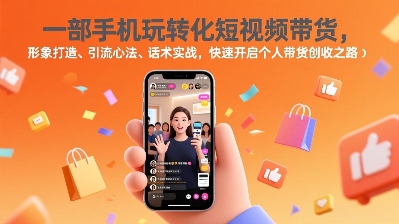 一部手机玩转化短视频带货，形象打造、引流心法、话术实战，快速开启个人带货创收之路-天云资源网