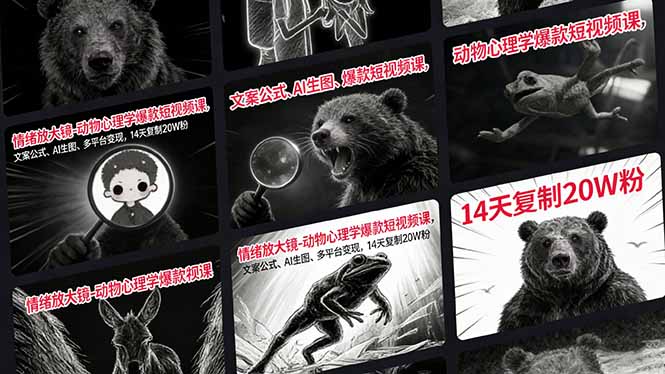 情绪放大镜-动物心理学爆款短视频课，文案公式、AI生图、多平台变现，14天复制20W粉-天云资源网