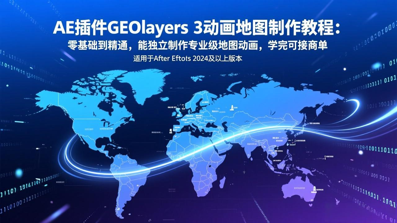AE插件GEOlayers 3动画地图制作教程：零基础到精通，能独立制作专业级地图动画，学完可接商单-天云资源网