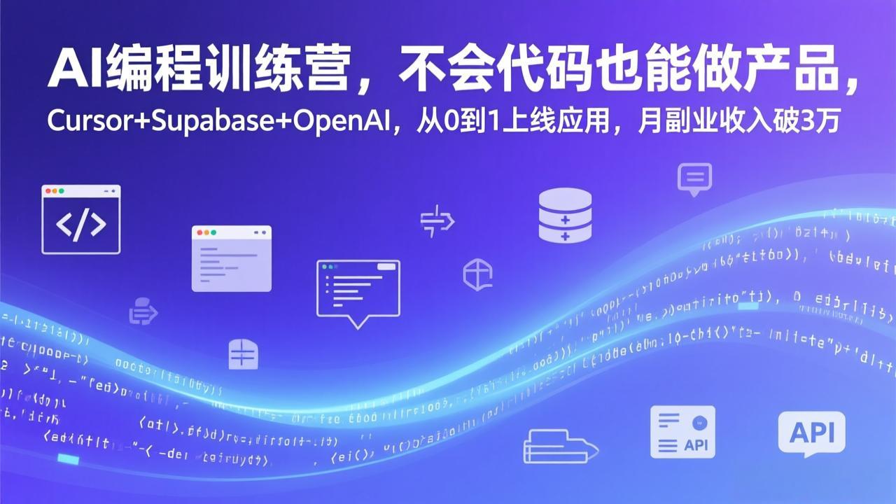 AI编程训练营，不会代码也能做产品，Cursor+Supabase+OpenAI，从0到1上线应用，月副业收入破3万-天云资源网