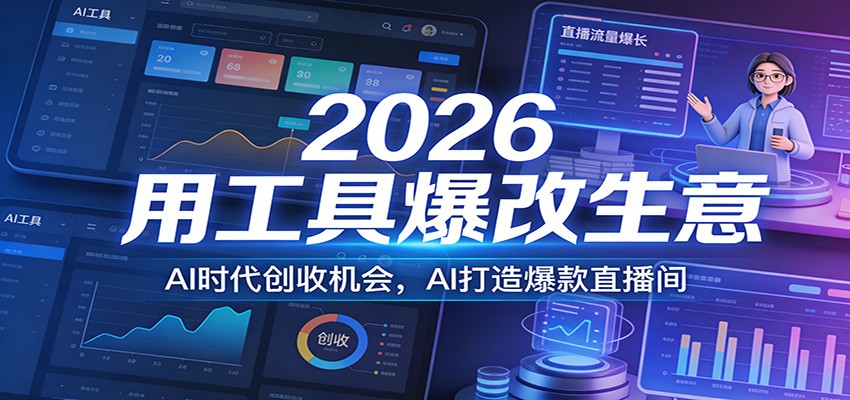 2026用工具爆改生意，AI时代创收机会，AI打造爆款直播间-天云资源网